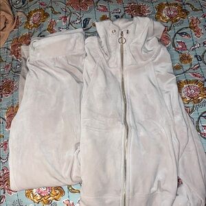 Cream Velour Tracksuit with Hoodie